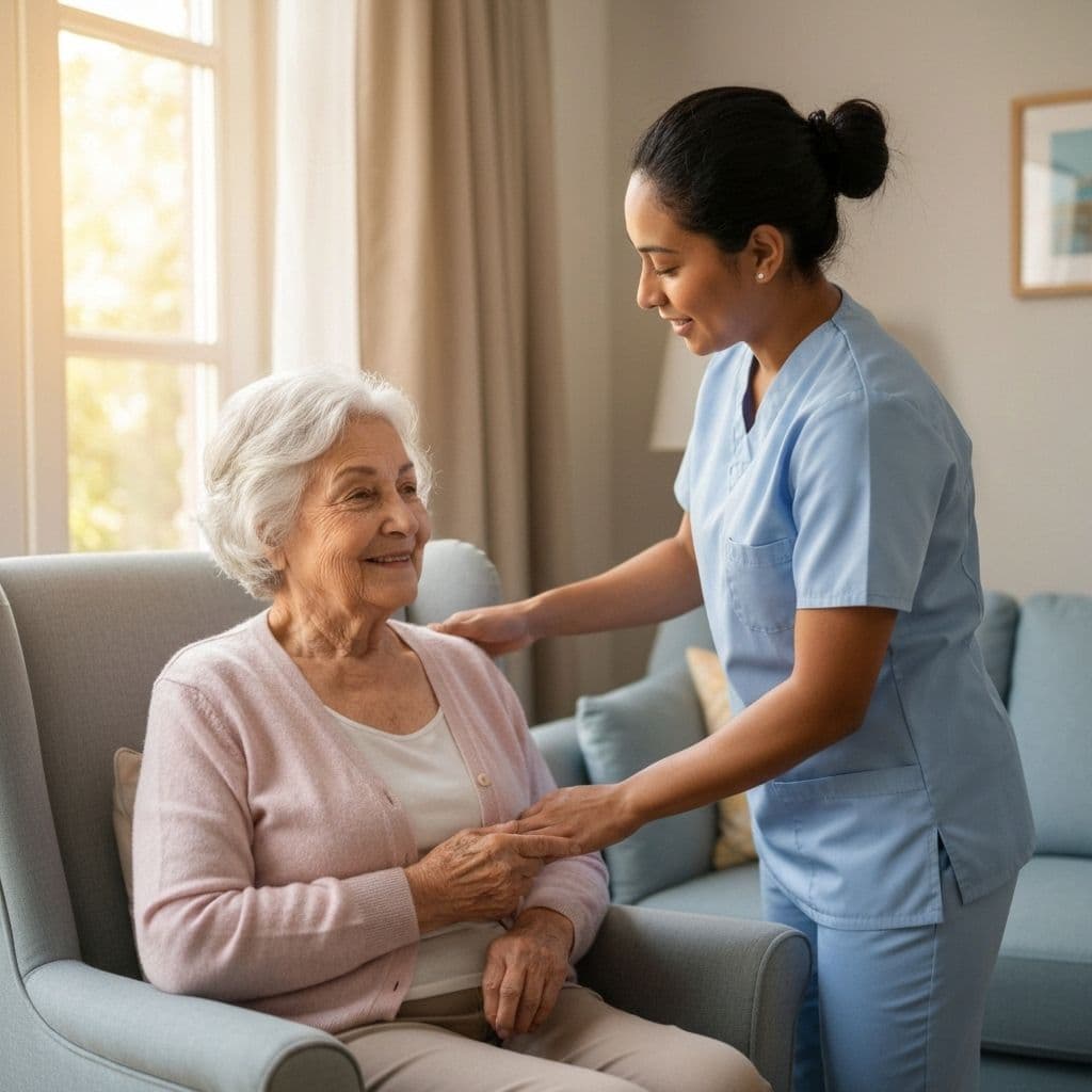 Senior receiving quality in-home care