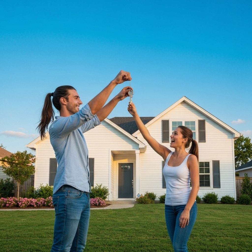 First-time homebuyers with keys