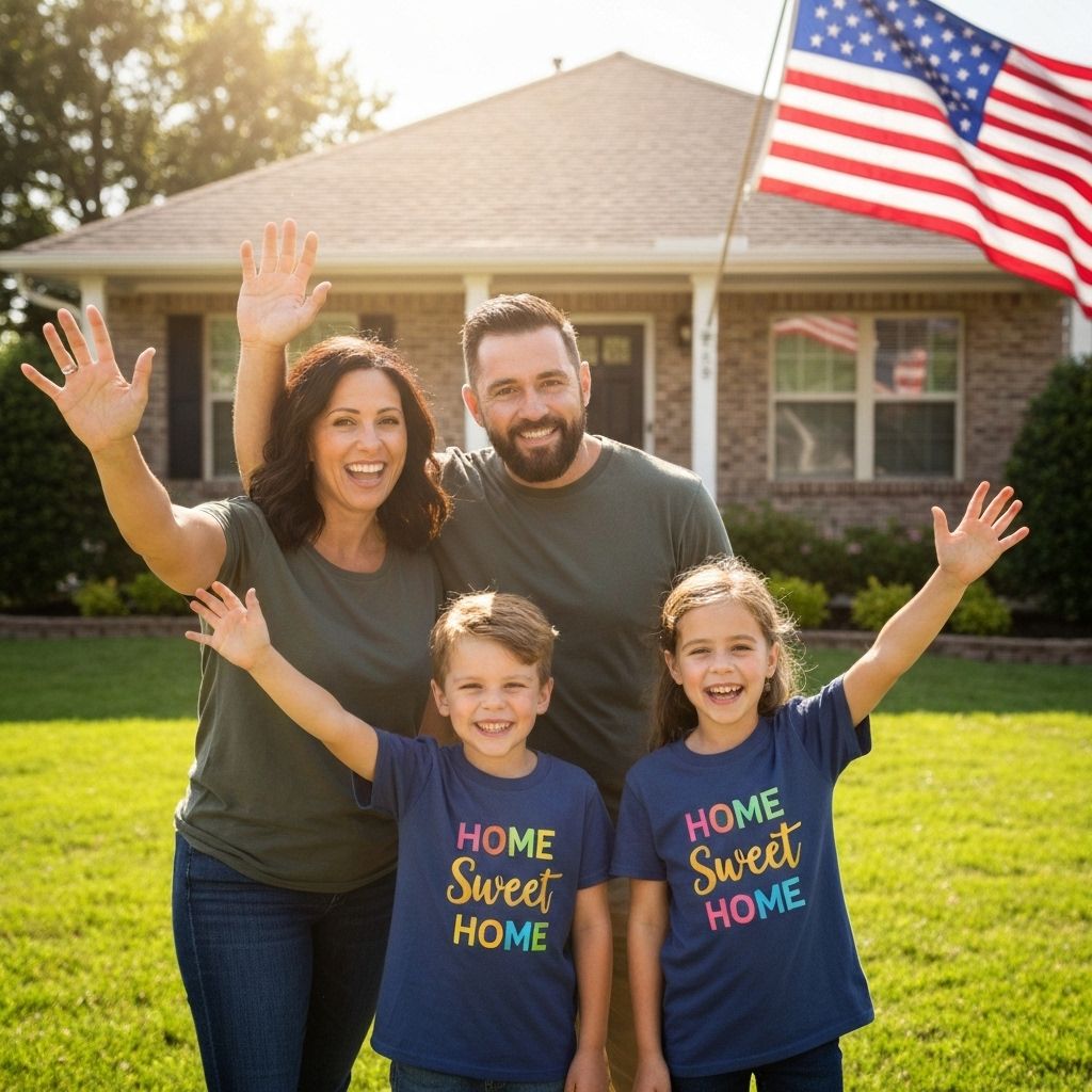 Military family celebrating